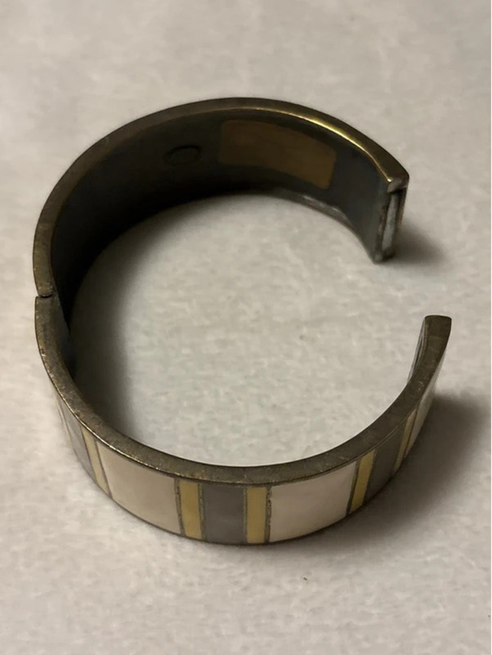 Lee Angel Painted Enamel over Brass Hinged Cuff Bracelet